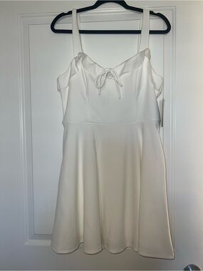White Tie-Front A-Line Mini Dress